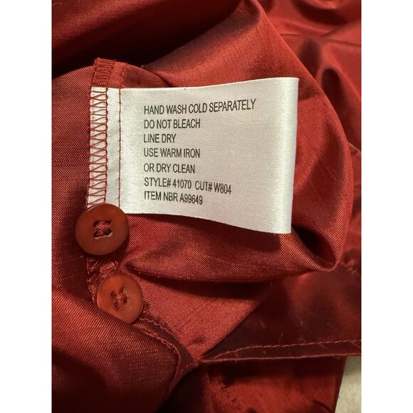 Silk Lore By Beth Terrell 100% Silk Blazer Blouse Size 2x Red Brocade Trim - Picture 5 of 5